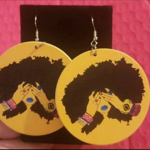 African themed wooden Earrings